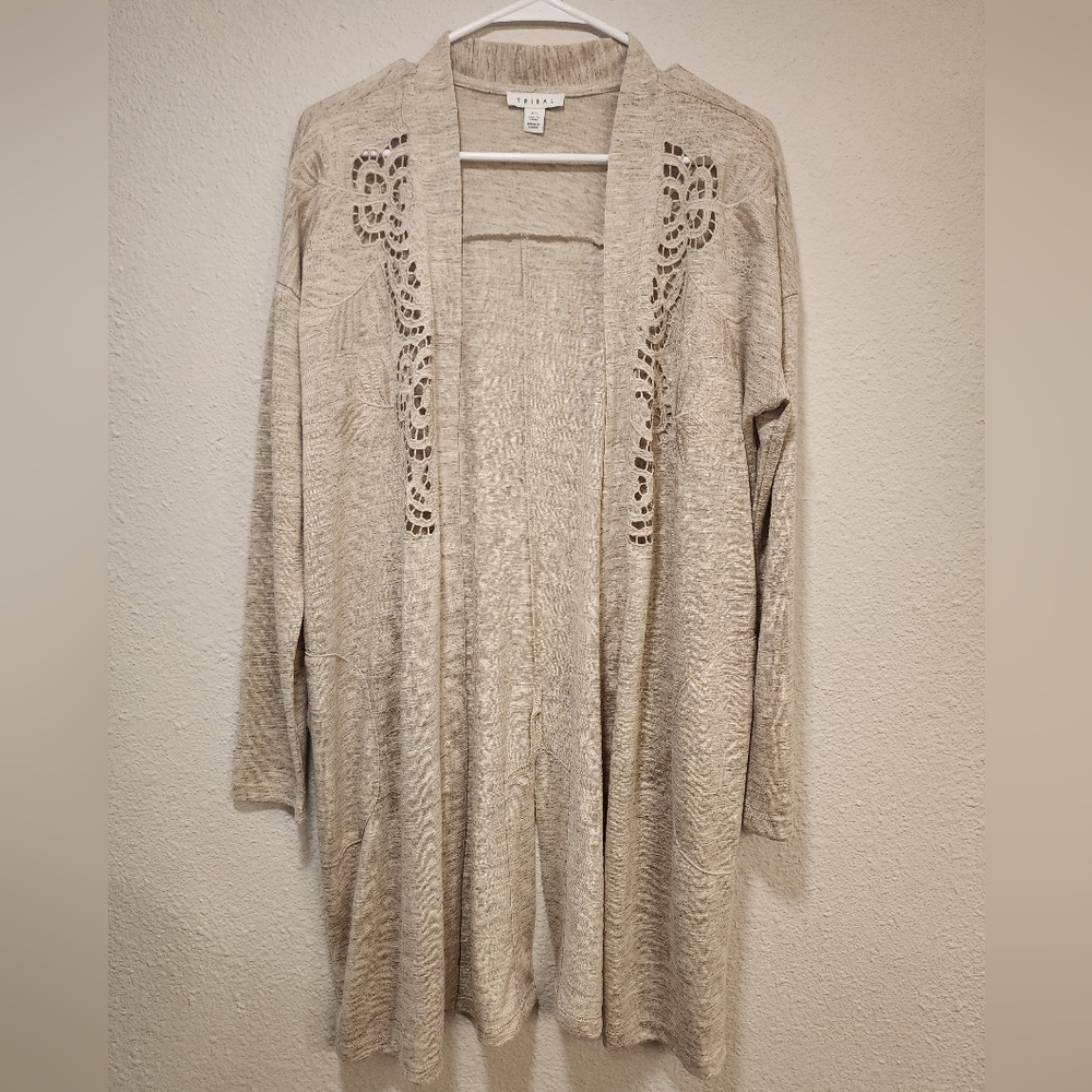 Women's Tribal Cream Cardigan Sweater Classic Knit